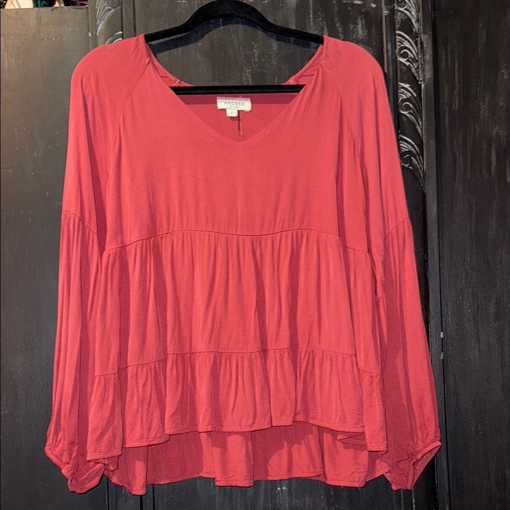 ANDREE BY UNIT Marsala Babydoll Relaxed Blouse